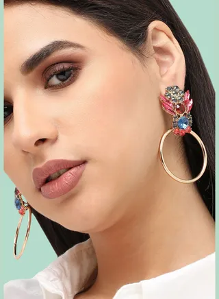 Gold Plated Designer Stone Party Drop Earring For Women