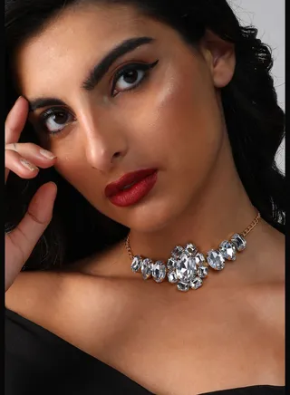 Silver Plated Designer Stone Party Necklace For Women