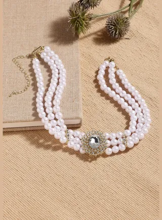 Gold Plated Designer Stone Party Necklace For Women