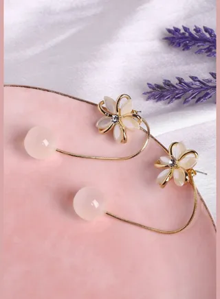 Gold Plated Pearls Party Drop Earring For Women