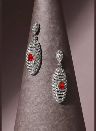 Silver Plated Designer Stone Party Wear Drop Earring For Women