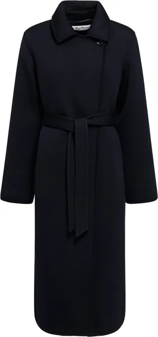Manuela belted wool jersey midi coat