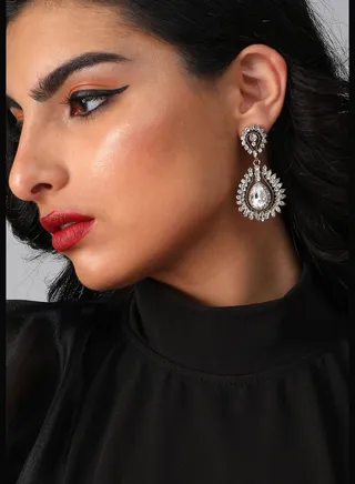 Gold Plated Designer Stone Party Drop Earring For Women