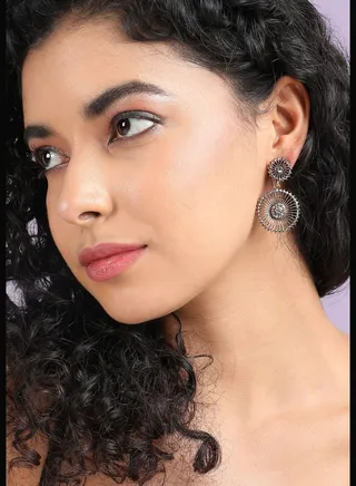 Gold Plated Designer Stone Party Wear Drop Earring For Women