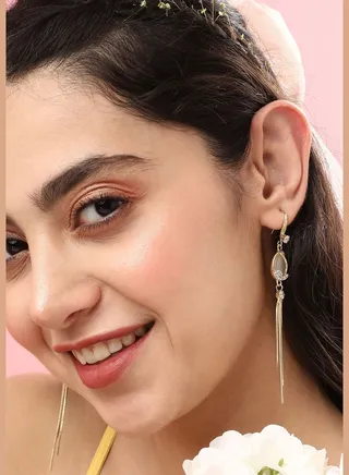 Gold Plated Designer Stone Casual Drop Earring For Women