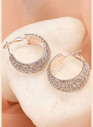 Gold Plated Party Designer Stone Hoop Earring For Women