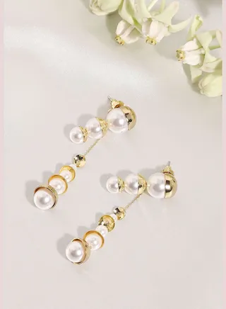 Gold Plated Pearls Western Wear Drop Earring For Women