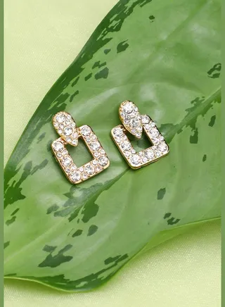 Gold Plated Party Designer Stone Drop Earring For Women