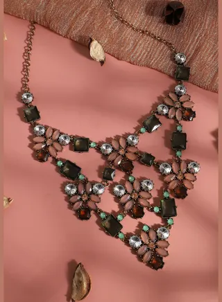 Gold Plated Designer Stone Party Necklace For Women