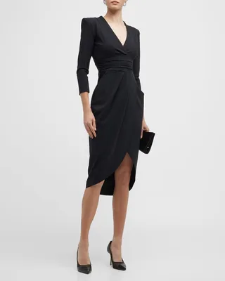 Verilla Draped High-Low Sheath Dress