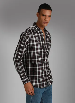 Tartan Checked Pocket Detail Shirt with Roll Up Sleeves