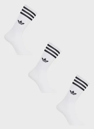 3 Pairs Solid Crew Socks
