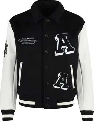 Illusion Wool Bomber Jacket With Patch