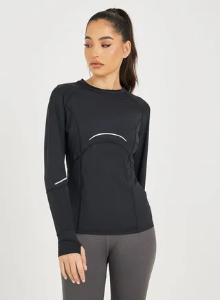 Multi Panel Reflective Stripe with Thumbhole Detail Top