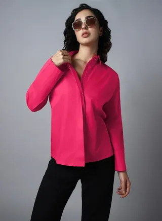 Solid Concealed Placket Regular Fit Shirt