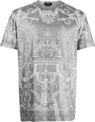 baroque-print crew-neck T-shirt
