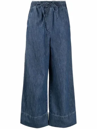 Logo Plaque Wide-Leg Jeans