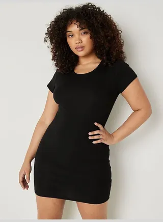 Rib Short-Sleeve Mini Dress