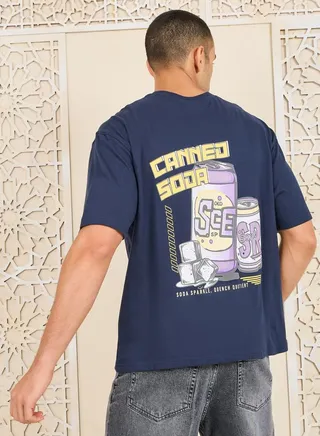 Premium Oversized Front & Back Canned Soda Graphic Print Jersey T-shirt
