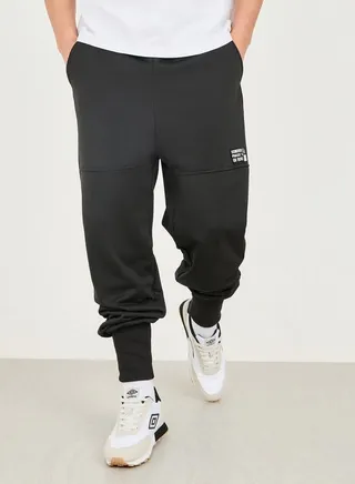 Badge Detail Extra Wide Rib Cuff Low Rise Joggers