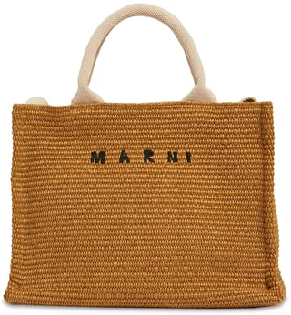 Small logo raffia effect tote bag