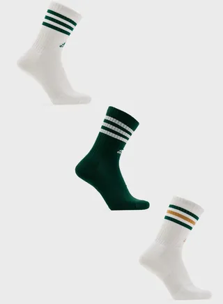 3 Pack 3 Stripe Cushioned Crew Socks