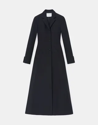 Wool Silk Crepe Three Button Academy Coat