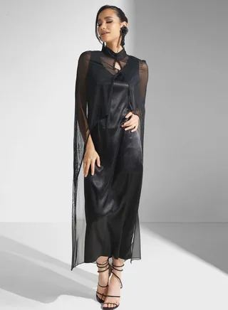 Satin Mesh Dress