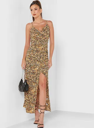 Printed Side Split Dress