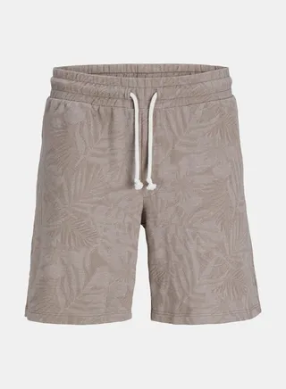 Palm Print Drawcord Waistband Shorts