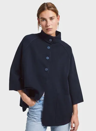 Buttoned Neck Poncho