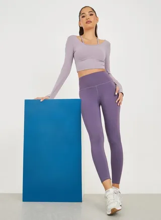 Strap Detail Hidden Shelf Bra Crop Top & Legging Set