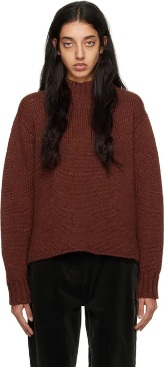 Margaret Howell Red Rolled Edge Turtleneck