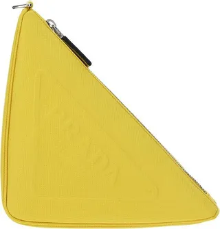 Prada Logo Embossed Zipped Triangle Pouch