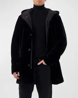 Mens Lamb Shearling Reversible Parka Jacket