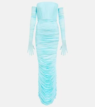 Haynes strapless gown with gloves