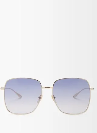 Chain-embellished Oversized Square Sunglasses