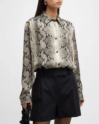 Argo Snake-Print Button-Front Top
