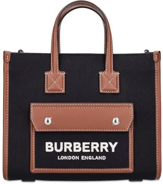 Mini Freya leather & canvas tote bag