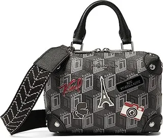 Karl Lagerfeld Paris Valette Crossbody (Black Logo) Handbags