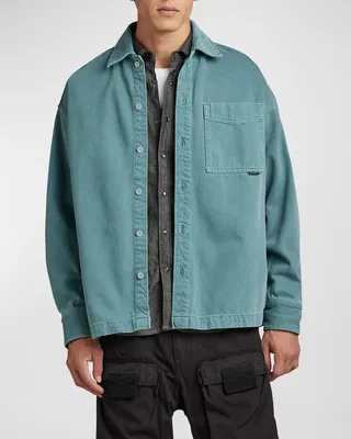 Men's Boxy Garment-Dyed Button-Front Shirt