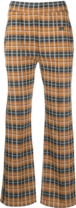 Check-Pattern Straight-Leg Trousers