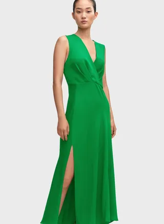 Surplice Neck Side Slit Dress