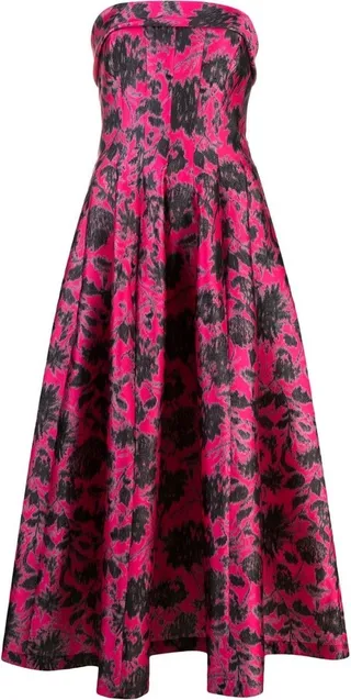 Floral Print Strapless Midi Dress