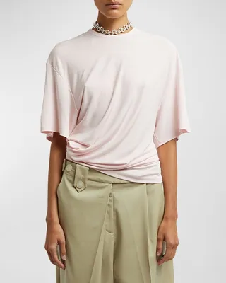 Draped Waist Short-Sleeve T-Shirt