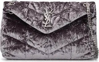 Small puffer velvet shoulder bag