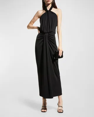 Kaily Twisted Jersey Halter Maxi Dress