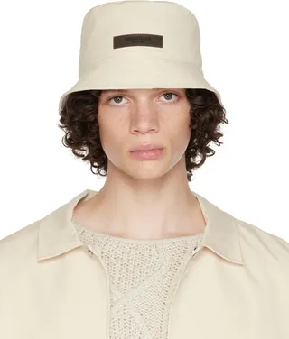 Essentials Off-White Cotton Bucket Hat