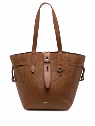 Net leather tote bag