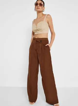 Overlap Front Pleated Pants